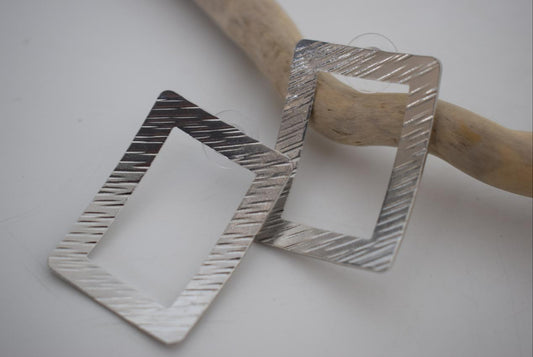 Danae2 earrings in handmade Greek hammered jewelry design, available in gold plated and silver plated finishes.