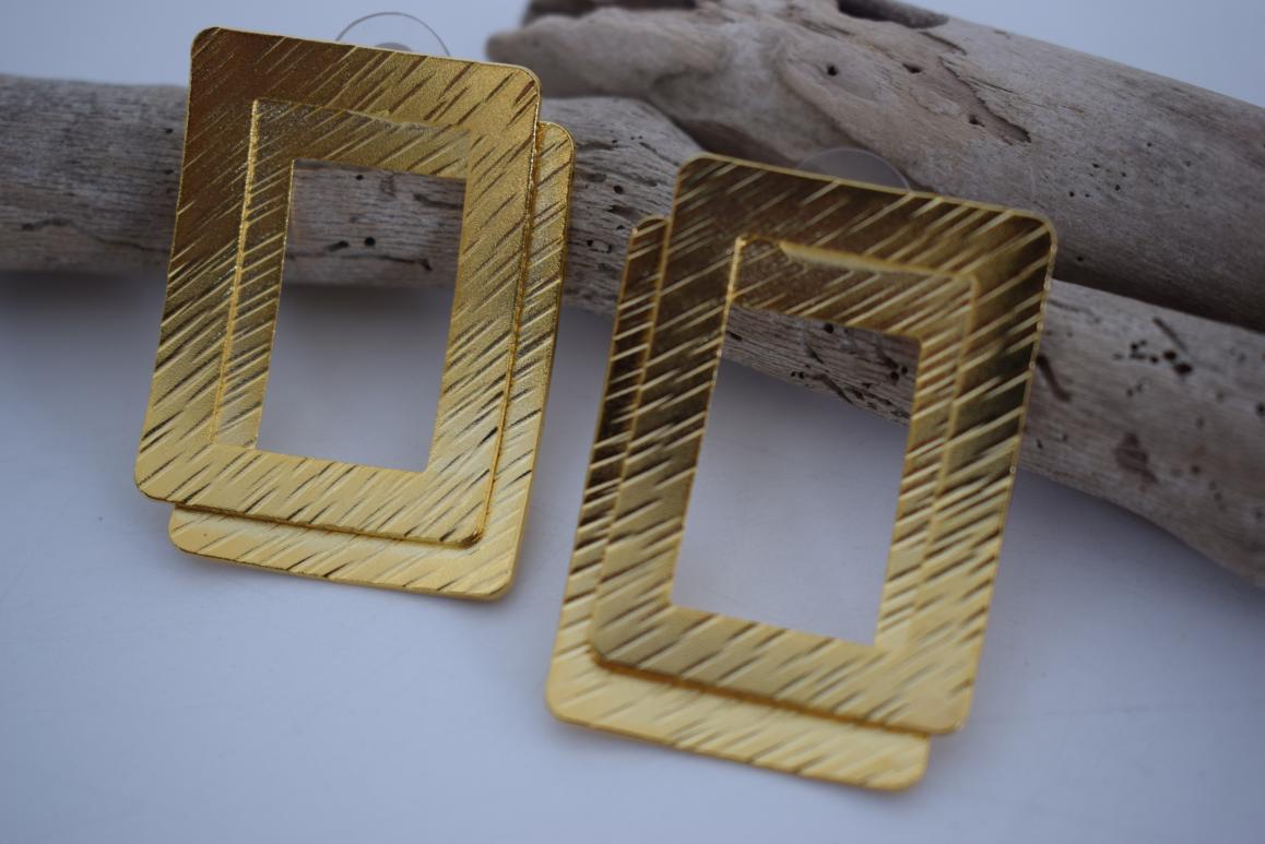 Danae3 earrings in handmade Greek hammered jewelry design, available in gold plated and silver plated finishes.