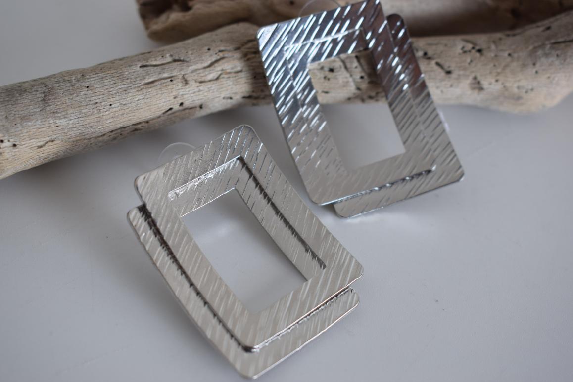 Danae3 earrings in handmade Greek hammered jewelry design, available in gold plated and silver plated finishes.