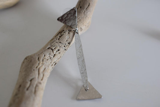 Alcyone earrings in handmade Greek hammered jewelry design, available in gold plated and silver plated finishes.