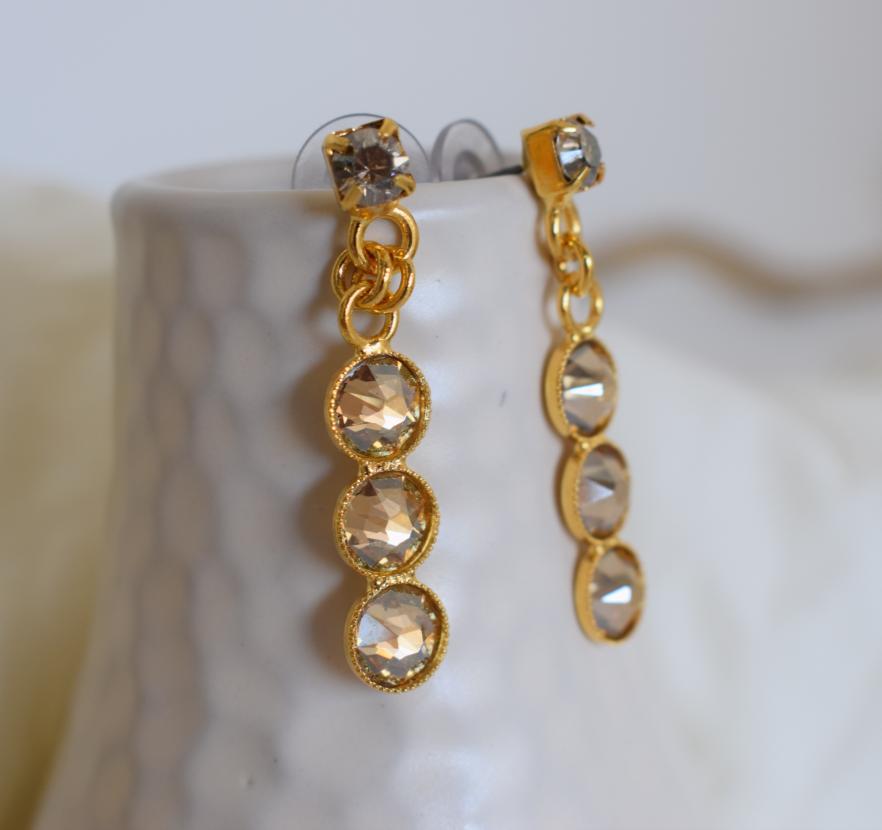 Epidavros2 Earrings – Handmade Greek Hammered Jewelry – 18K Gold or Silver Plated – with Fine Crystals