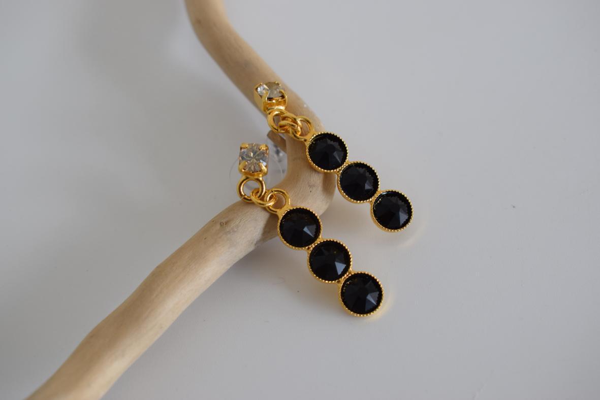 Epidavros2 Earrings – Handmade Greek Hammered Jewelry – 18K Gold or Silver Plated – with Fine Crystals