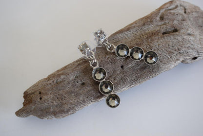 Epidavros2 Earrings – Handmade Greek Hammered Jewelry – 18K Gold or Silver Plated – with Fine Crystals