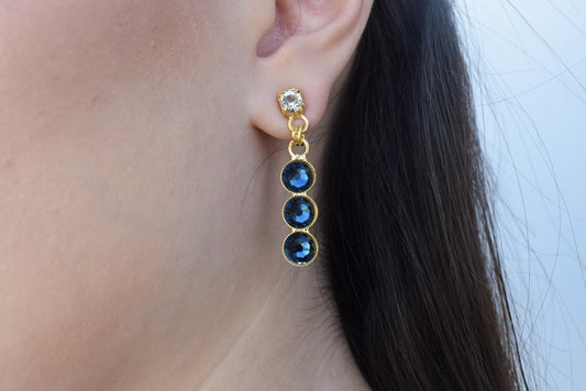 Epidavros2 Earrings – Handmade Greek Hammered Jewelry – 18K Gold or Silver Plated – with Fine Crystals