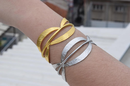 Galaxia bracelet – Greek hammered jewelry – 18K gold or silver plated, also available in rose gold