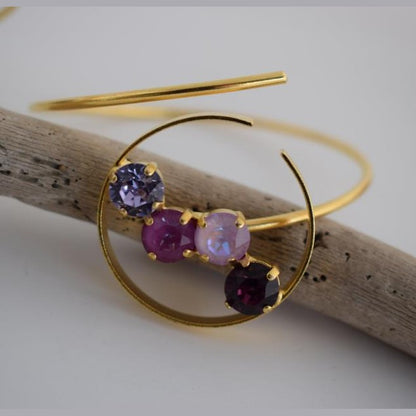 Asteria bracelet with crystal – Greek hammered jewelry available in 18K gold plated, 18K silver plated, and rose gold plated finishes.