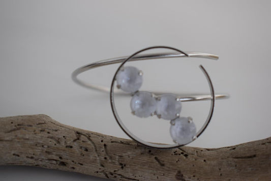 Asteria bracelet with crystal – Greek hammered jewelry available in 18K gold plated, 18K silver plated, and rose gold plated finishes.