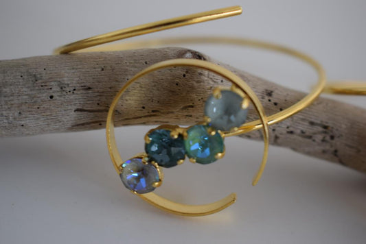 Asteria bracelet with crystal – Greek hammered jewelry available in 18K gold plated, 18K silver plated, and rose gold plated finishes.