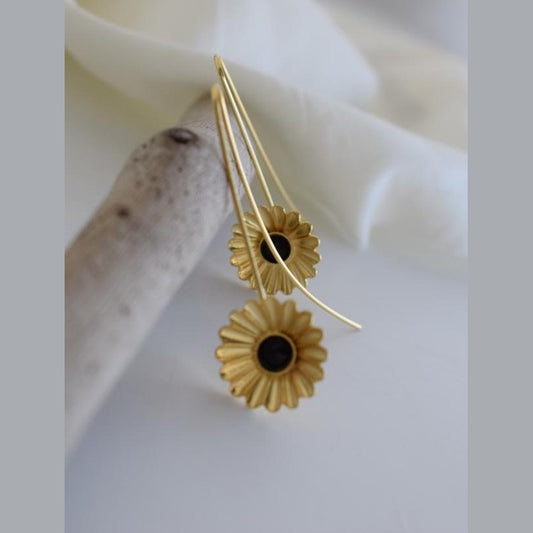 Florina handmade Greek hammered floral earrings with fine crystals, available in gold and silver plated finishes.