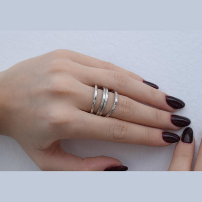 Hecate Ring handmade Greek hammered jewelry available in 18K gold plated and 18K silver plated finish.