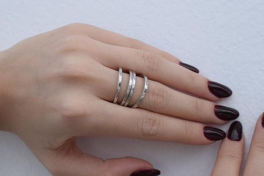 Hecate Ring handmade Greek hammered jewelry available in 18K gold plated and 18K silver plated finish.