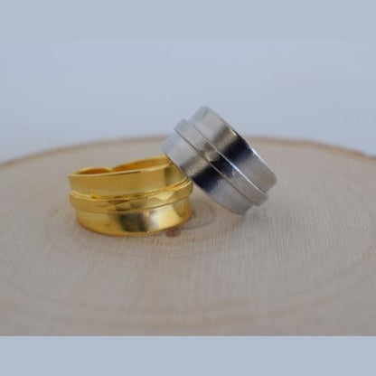 Athena Ring handmade Greek hammered jewelry available in 18K gold plated and 18K silver plated finish with adjustable one size fit.