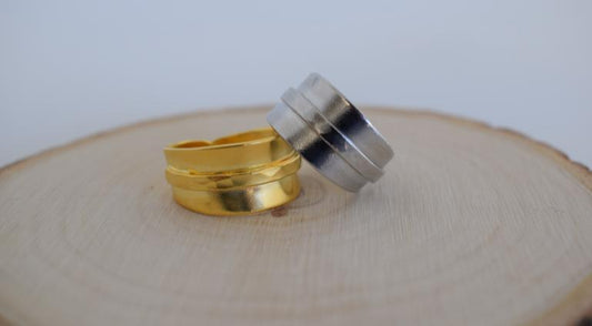 Athena Ring handmade Greek hammered jewelry available in 18K gold plated and 18K silver plated finish with adjustable one size fit.