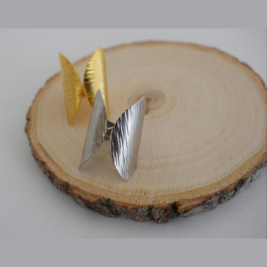 Nausicaa Ring handmade Greek hammered jewelry available in 18K gold plated and 18K silver plated finish.