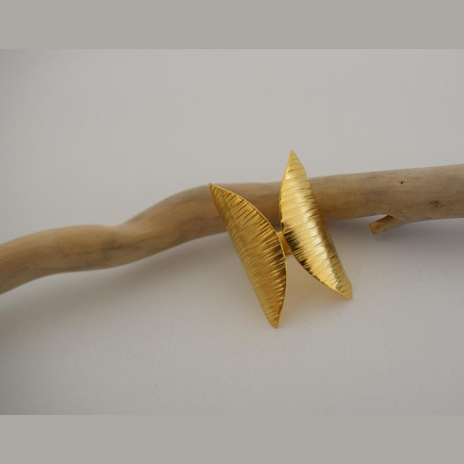 Nausicaa Ring handmade Greek hammered jewelry available in 18K gold plated and 18K silver plated finish.