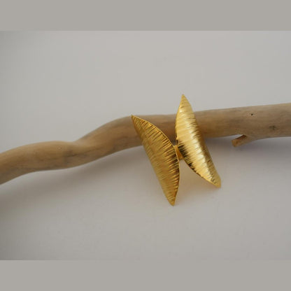 Nausicaa Ring handmade Greek hammered jewelry available in 18K gold plated and 18K silver plated finish.