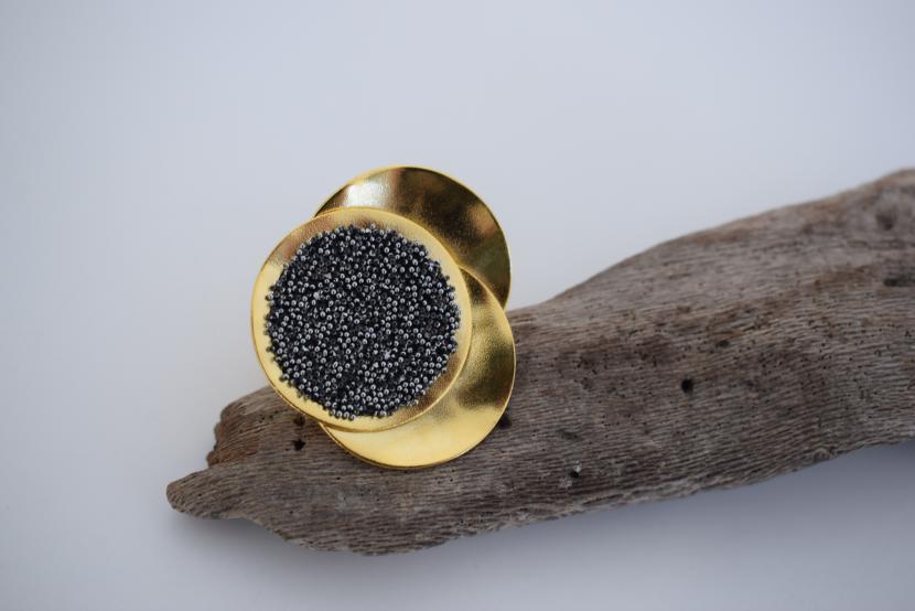 Galaxia2 Ring handmade Greek hammered jewelry with fine crystals available in 18K gold plated and 18K silver plated finish.