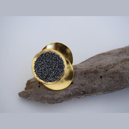 Galaxia2 Ring handmade Greek hammered jewelry with fine crystals available in 18K gold plated and 18K silver plated finish.