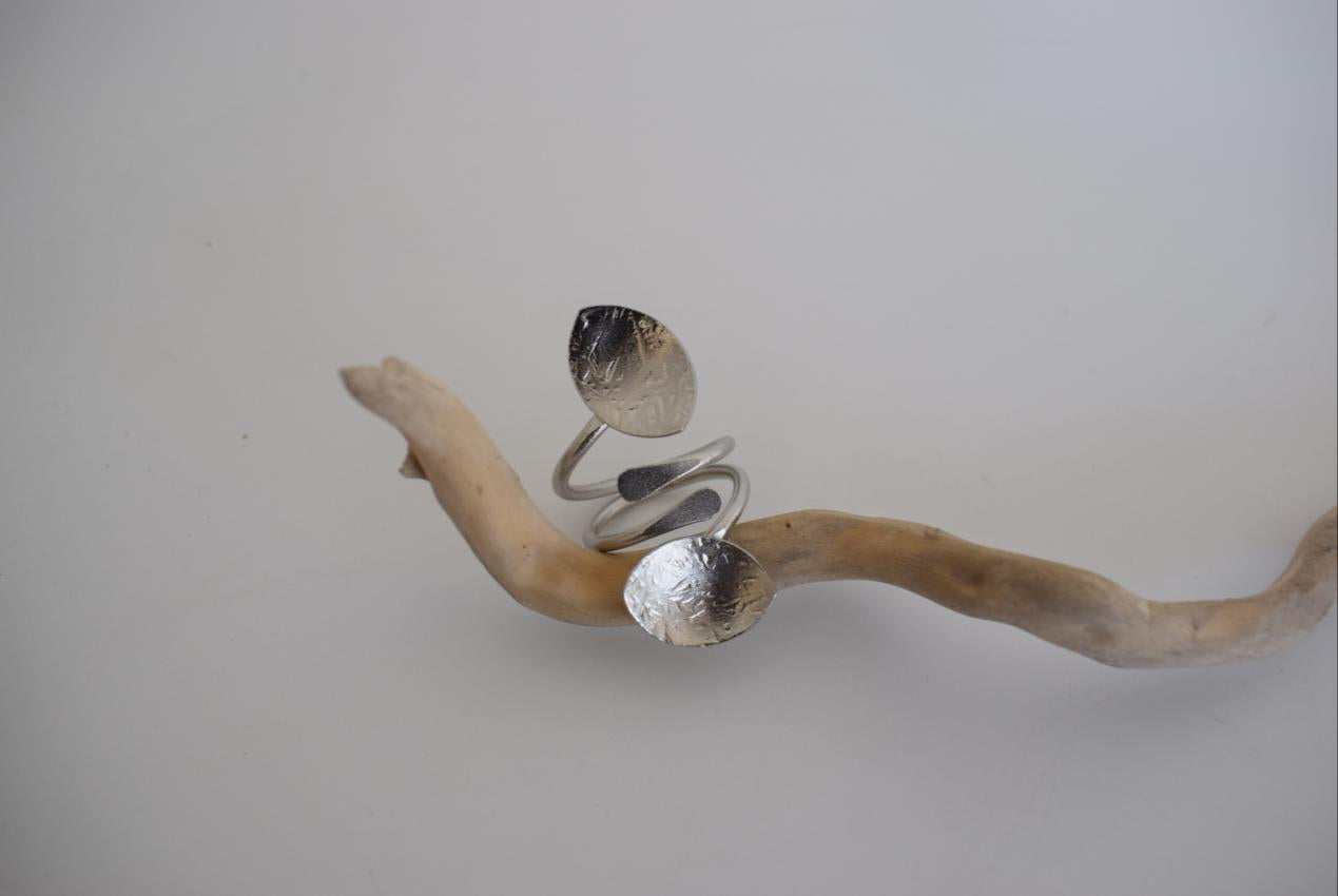 Calypso Ring – Handmade Greek Hammered Jewelry adjustable open ring available in 18K gold plated and 18K silver plated finishes.