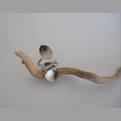 Calypso Ring – Handmade Greek Hammered Jewelry adjustable open ring available in 18K gold plated and 18K silver plated finishes.
