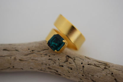 Okeanos Ring – Handmade Greek Hammered Jewelry bold adjustable band with fine crystal available in 18K gold plated and 18K silver plated finishes.