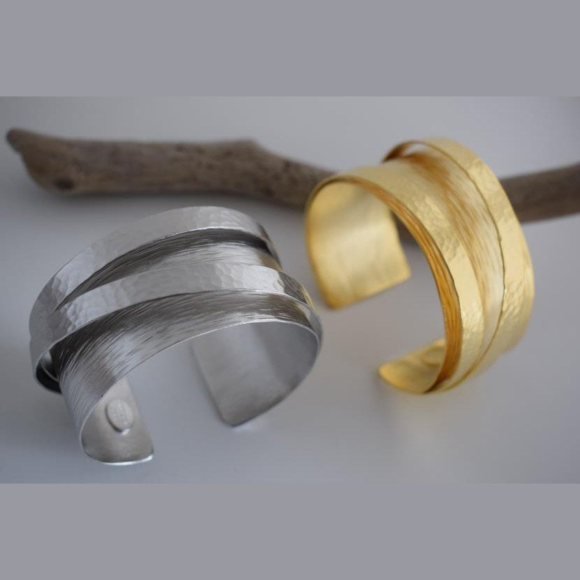 Danae bracelet – Greek hammered jewelry – 18K gold, silver, and rose gold plated