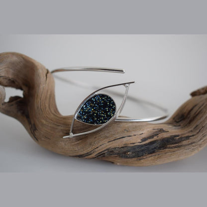 Eye bracelet with crystals – Greek hammered jewelry – 18K gold, silver, and rose gold plated