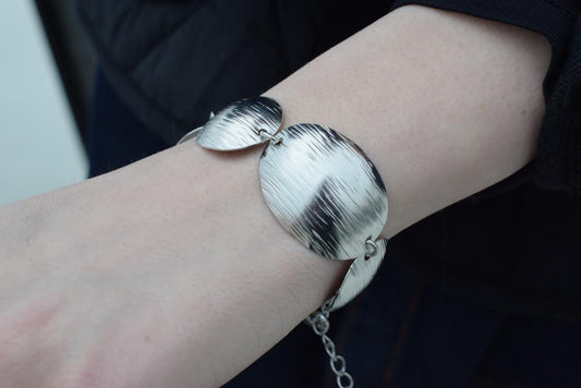 Hermes bracelet – Greek hammered jewelry – 18K gold plated, silver plated, rose gold plated, hammered sphere design