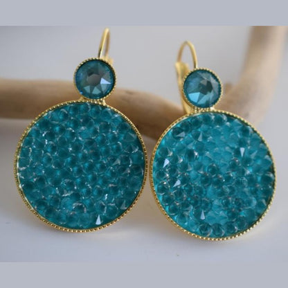 Seleni earrings Greek hammered jewelry 18K gold silver rose gold plated with crystals round design