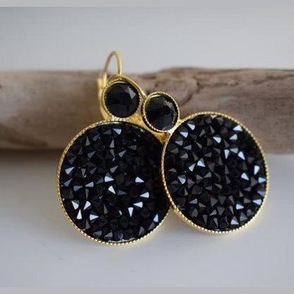 Seleni earrings Greek hammered jewelry 18K gold silver rose gold plated with crystals round design