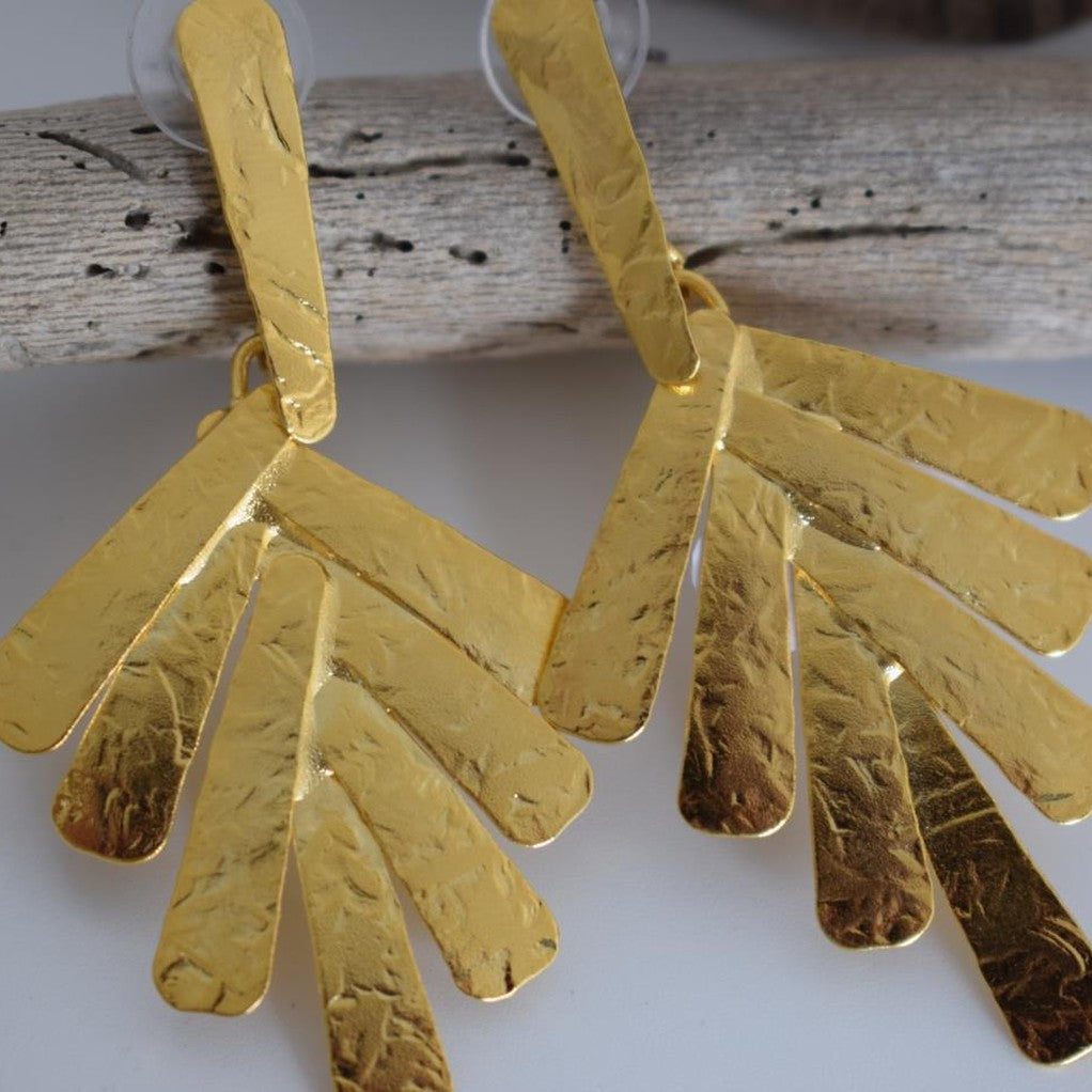 Hyacinth earrings – Greek hammered jewelry 18K gold plated