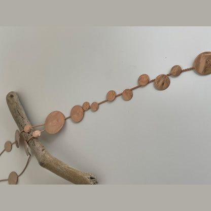 Ampelos necklace – Greek hammered jewelry with cascading hammered discs resembling grape clusters, available in 18K gold-plated, 18K silver-plated, and rose-gold plated finishes.
