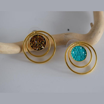 Greek hammered jewelry available in 18K gold plated, 18K silver plated, and crystals