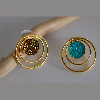 Greek hammered jewelry available in 18K gold plated, 18K silver plated, and crystals