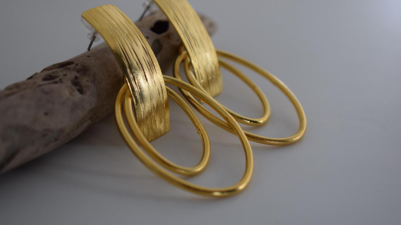 Aspides earrings – Greek hammered jewelry available in 18K gold plated, 18K silver plated, and rose gold plated