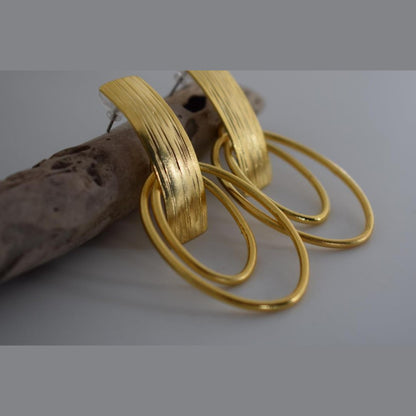 Aspides earrings – Greek hammered jewelry available in 18K gold plated, 18K silver plated, and rose gold plated