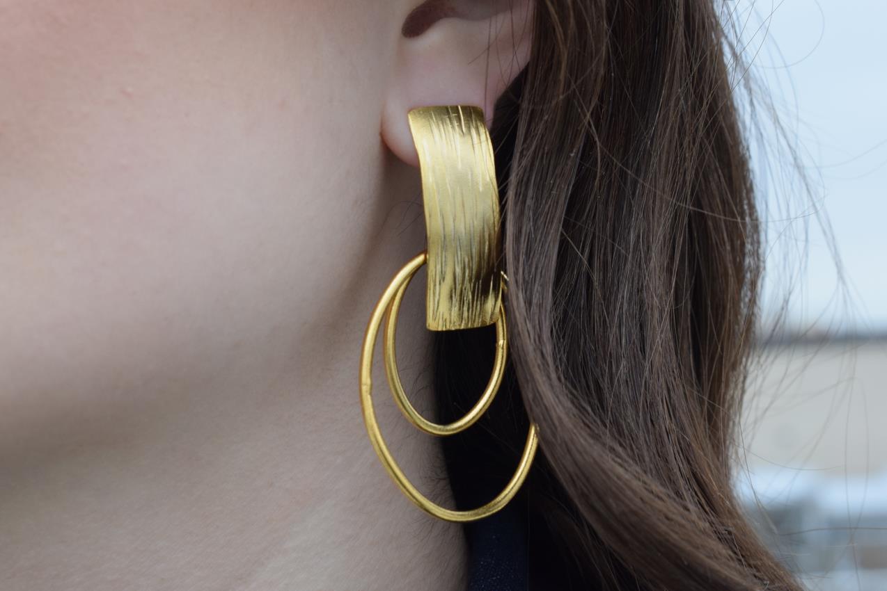 Aspides earrings – Greek hammered jewelry available in 18K gold plated, 18K silver plated, and rose gold plated