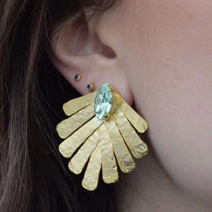 Hyacinth earrings with crystal – Greek hammered jewelry available in 18K gold plated, 18K silver plated, and rose gold plated