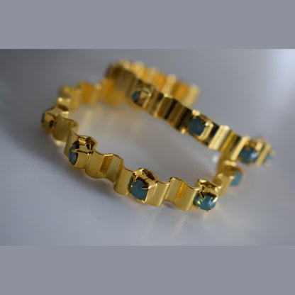 Rhythmis earrings with crystal – Greek hammered jewelry available in 18K gold plated, 18K silver plated, and rose gold plated