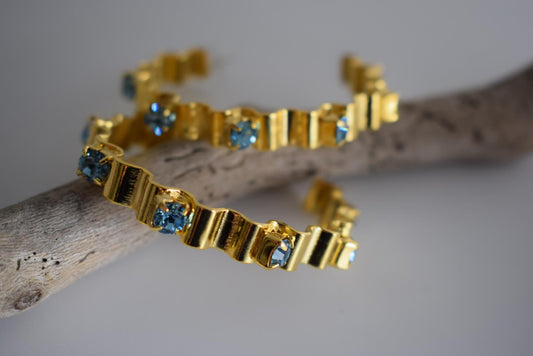 Rhythmis earrings with crystal – Greek hammered jewelry available in 18K gold plated, 18K silver plated, and rose gold plated