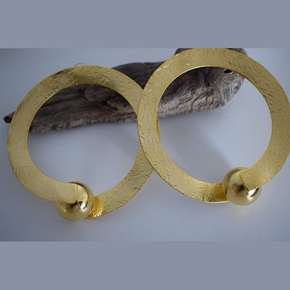 Sphairidio earrings Greek hammered jewelry 18K gold plated
