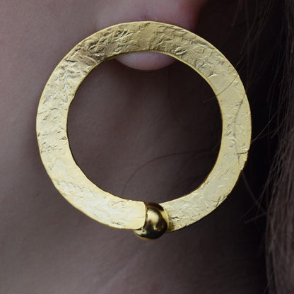 Sphairidio earrings Greek hammered jewelry 18K gold plated