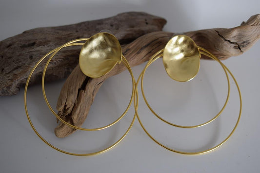 Estia earrings – Greek hammered jewelry available in 18K gold plated, 18K silver plated, and rose gold plated