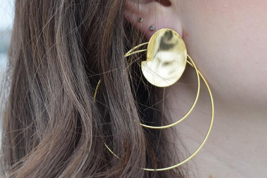 Estia earrings – Greek hammered jewelry available in 18K gold plated, 18K silver plated, and rose gold plated
