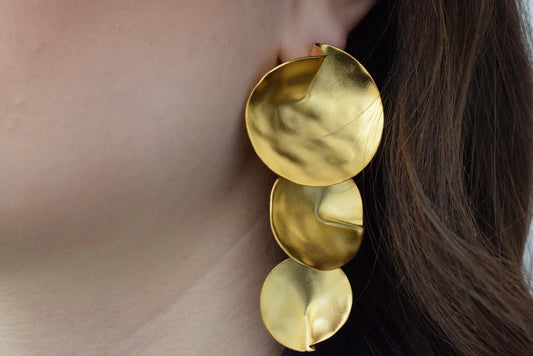 Amphitrite earrings – Greek hammered jewelry – 18K gold, silver, and rose gold plated