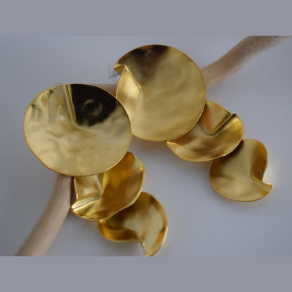 Amphitrite earrings – Greek hammered jewelry – 18K gold, silver, and rose gold plated