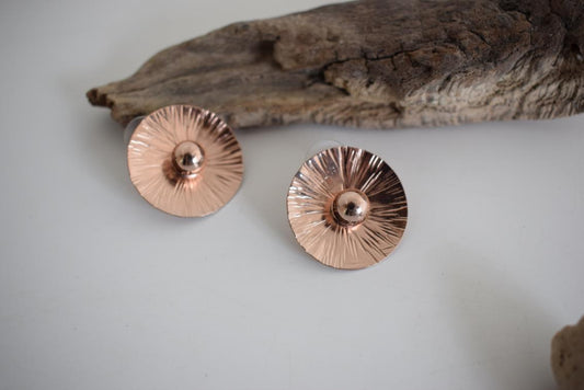 Noufaro earrings – Greek hammered jewelry inspired by the water lily design, available in 18K gold plated, 18K silver plated, and rose gold plated