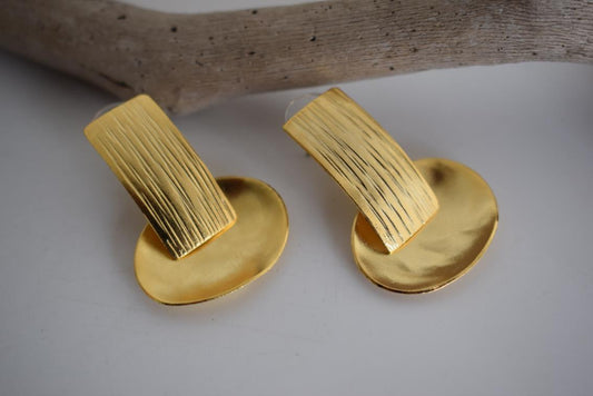 Aspides earrings – Greek hammered jewelry 18K gold plated, silver plated, and rose gold plated shield-inspired design