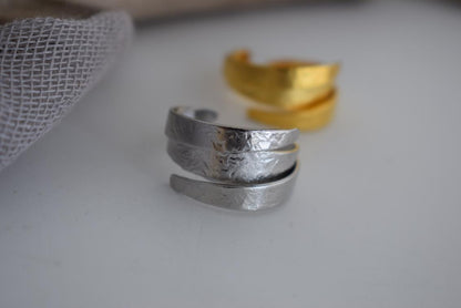 Daphne ring – Greek hammered jewelry – 18K gold, silver, and rose gold plated