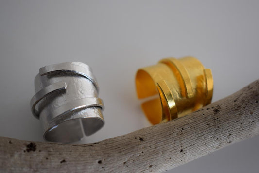 Labrys Ring – Greek Hammered Jewelry – 18K Gold or Silver Plated - N2100 - CF fashion
